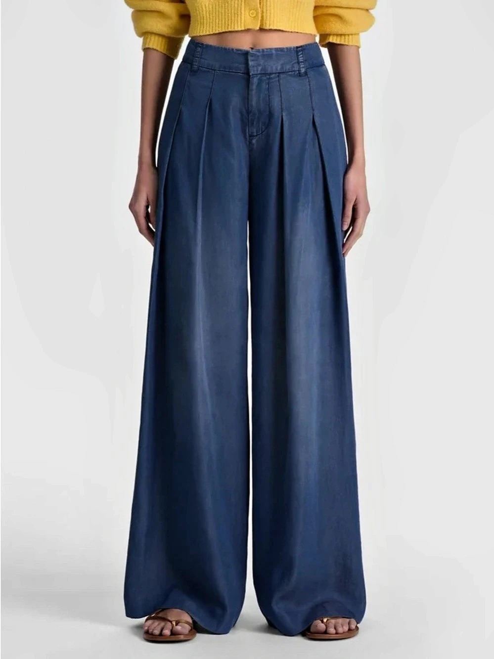 A+O Denim Air Pleated Wide Leg Jean Wide Leg Tencel Jeans, Size 28